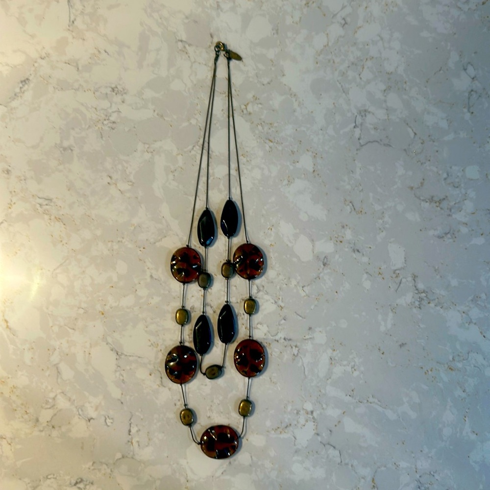 13” brown//black/gold beaded necklace